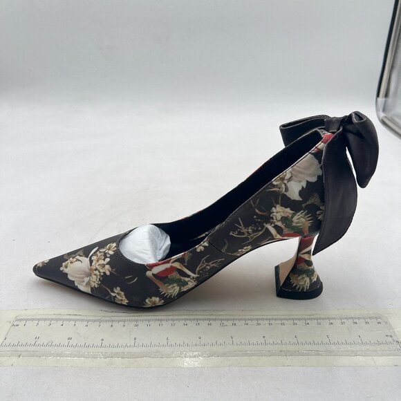 YDN Floral Print Pointy Toe Slip on Pumps Special High Heels Party Prom Shoe - Picture 2 of 8